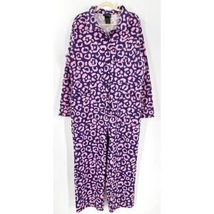 Nooworks Purple Leopard Animal Coveralls Magic Suit Jumpsuit Pantsuit 2XL NWT